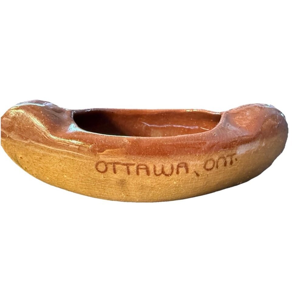 Canoe Shaped Trinket Dish Ottawa Canada Ceramic Kitsch Vintage